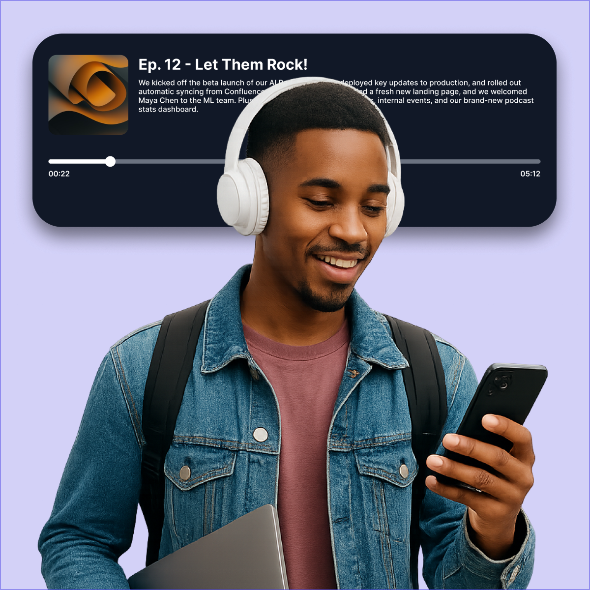 Team listening to podcast illustration