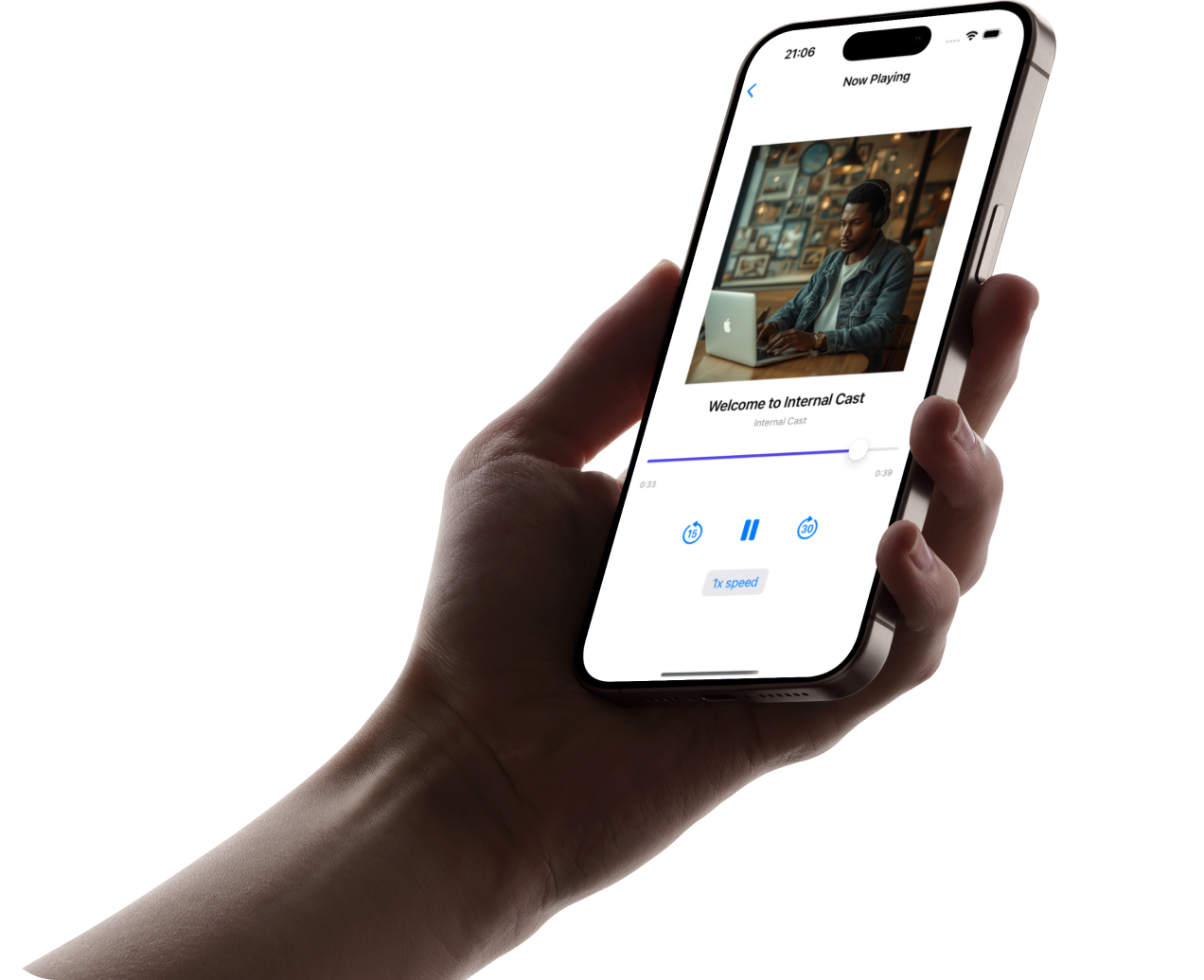 White-label podcast app mockup